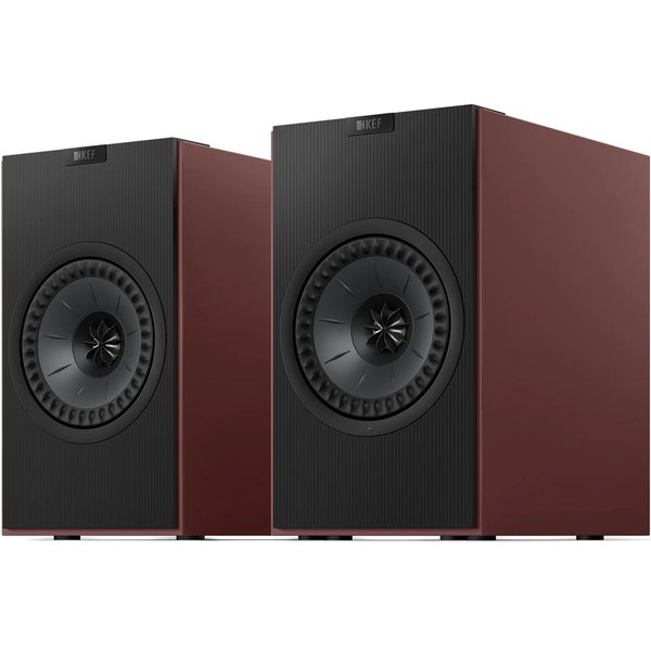 KEF Coda W Wireless Bluetooth Desktop Bookshelf Speakers (with HDMI & Phono) - Vintage Burgundy