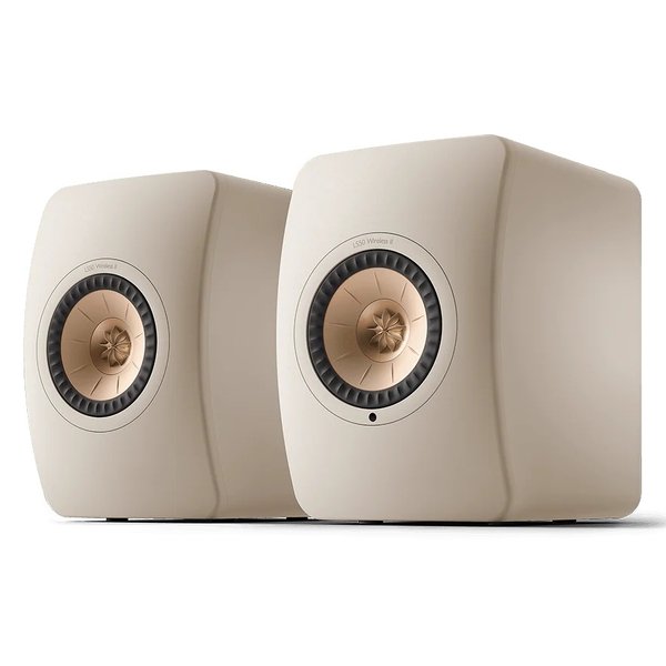 KEF LS50 Wireless II MQA Wireless Bluetooth/WiFi Network Desktop Bookshelf Speakers (with HDMI) - Sand Shell