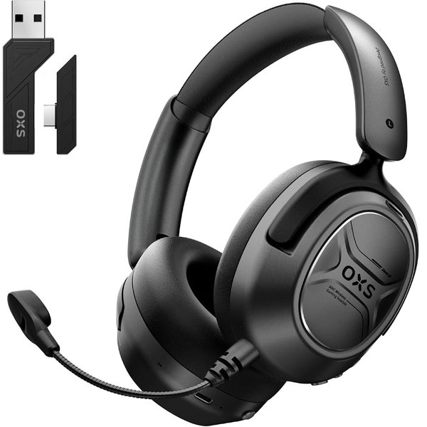 OXS Storm A2 Wired/Wireless Bluetooth+2.4GHz Noise-Cancelling Multi-Platform Over-Ear Gaming Headset with Mic - Black