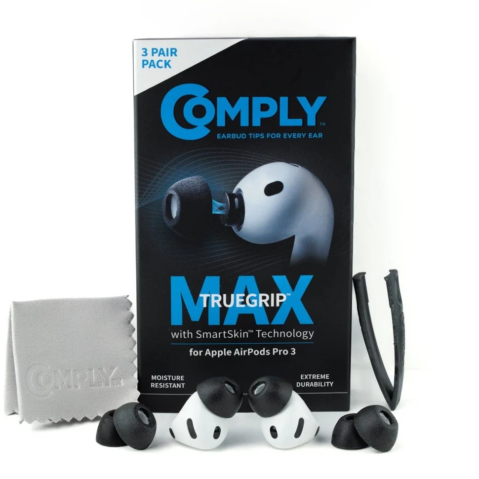 Comply TrueGrip MAX Foam Ear Tips for Apple Airpods Pro 3 - Black