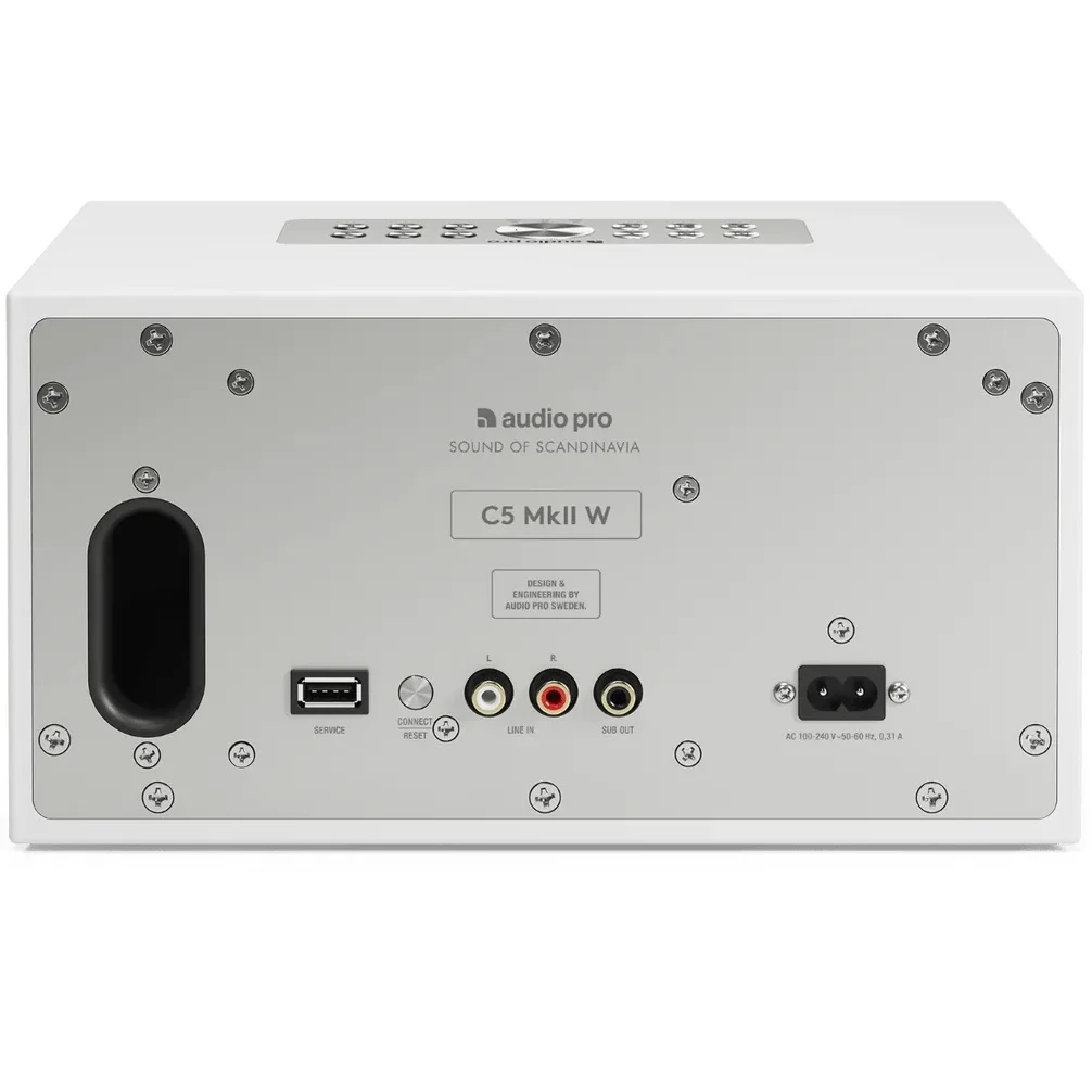 Audio Pro C5 MkII W Multi-Room Wireless Bluetooth/WiFi Network Desktop Speaker - White