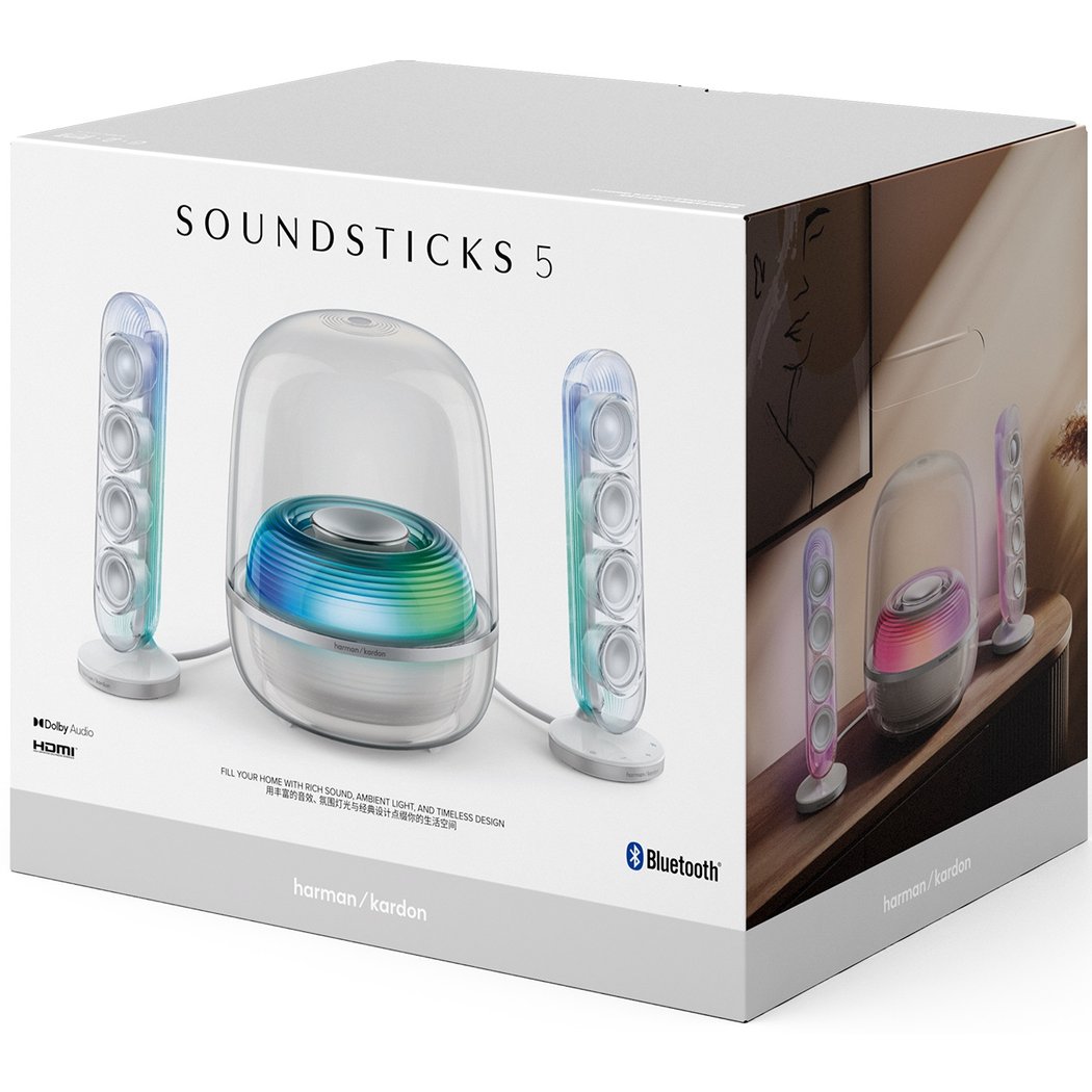 Harman Kardon SoundSticks 5 Wireless Bluetooth 2.1 Desktop Speaker System (with HDMI) - White