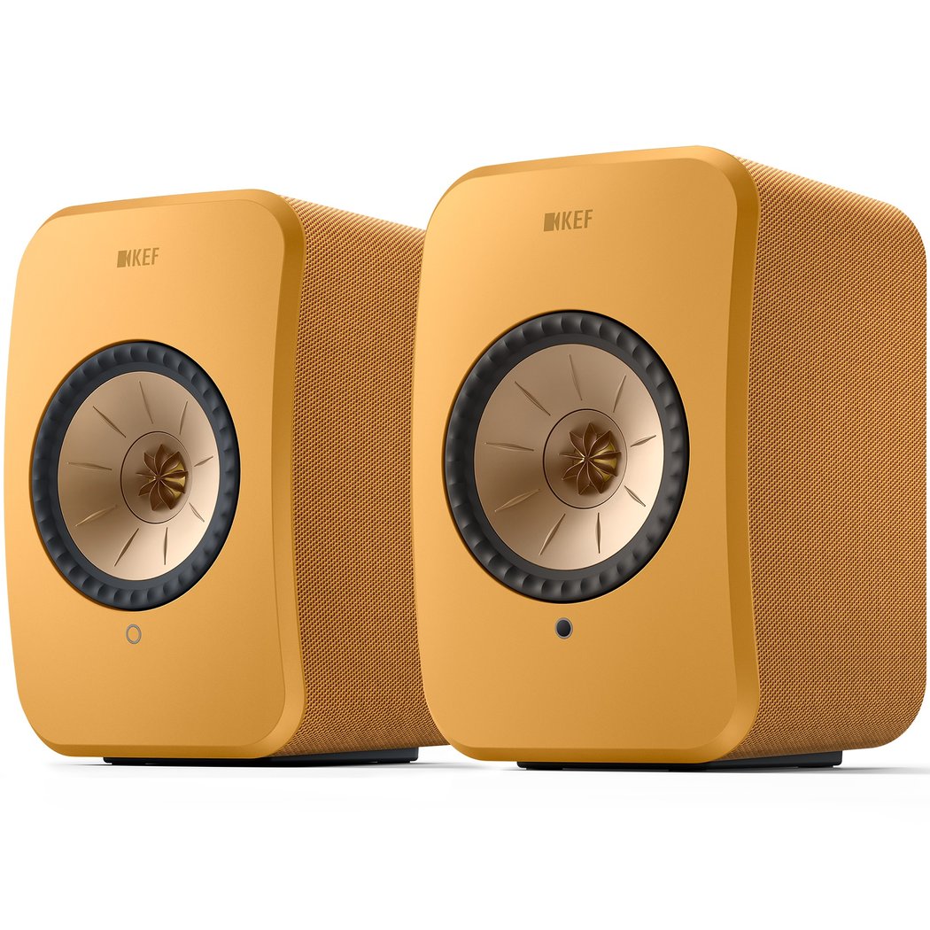 KEF LSX II MQA Multi-Room Wireless Bluetooth/WiFi Network Desktop Bookshelf Speakers (with HDMI) - Amber Haze