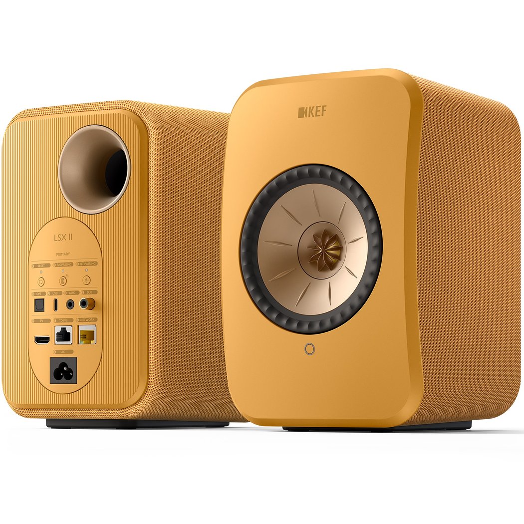 KEF LSX II MQA Multi-Room Wireless Bluetooth/WiFi Network Desktop Bookshelf Speakers (with HDMI) - Amber Haze