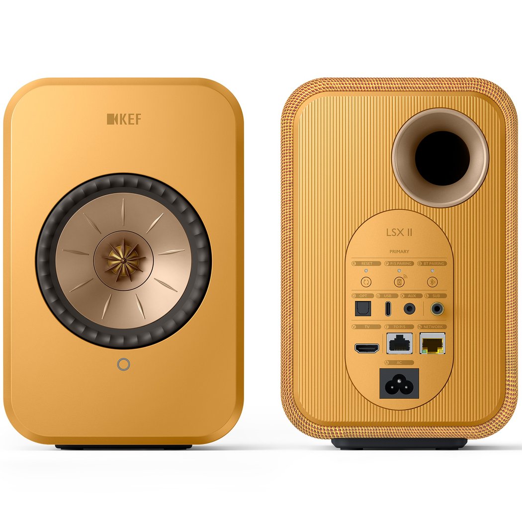 KEF LSX II MQA Multi-Room Wireless Bluetooth/WiFi Network Desktop Bookshelf Speakers (with HDMI) - Amber Haze