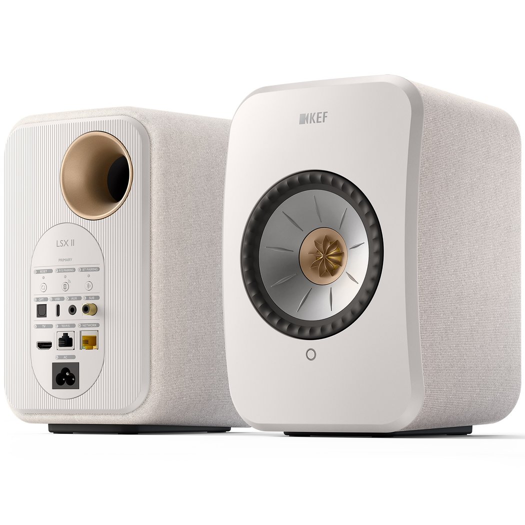 KEF LSX II MQA Multi-Room Wireless Bluetooth/WiFi Network Desktop Bookshelf Speakers (with HDMI) -Cotton White