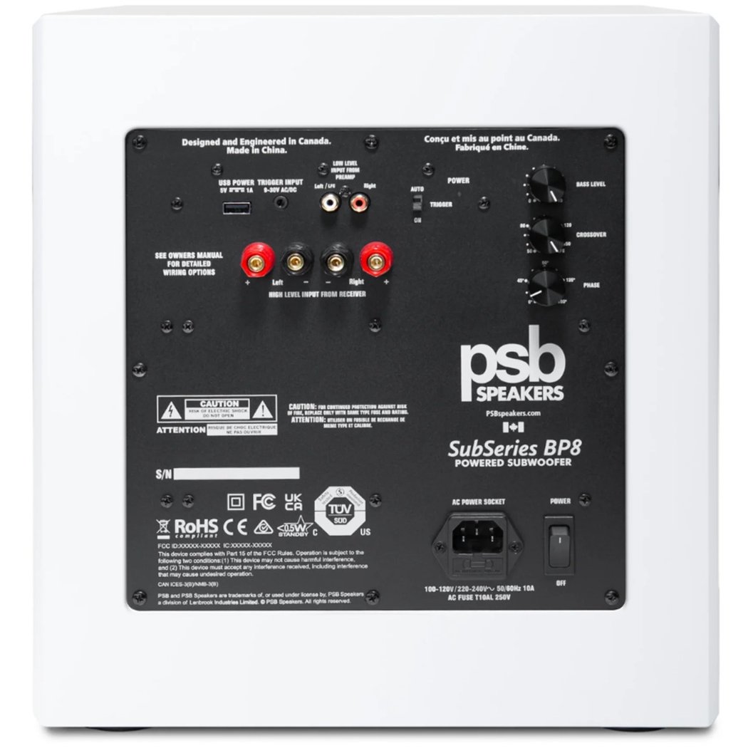PSB SubSeries BP8 Dual 8-inch Powered Active Subwoofer Satin White