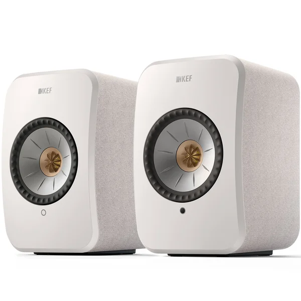KEF LSX II MQA Multi-Room Wireless Bluetooth/WiFi Network Desktop Bookshelf Speakers (with HDMI) - Cotton White