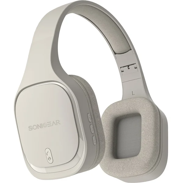 SonicGear Airphone 7 (2025) Wireless Bluetooth Over-Ear Headphone with Mic - Chalk Grey