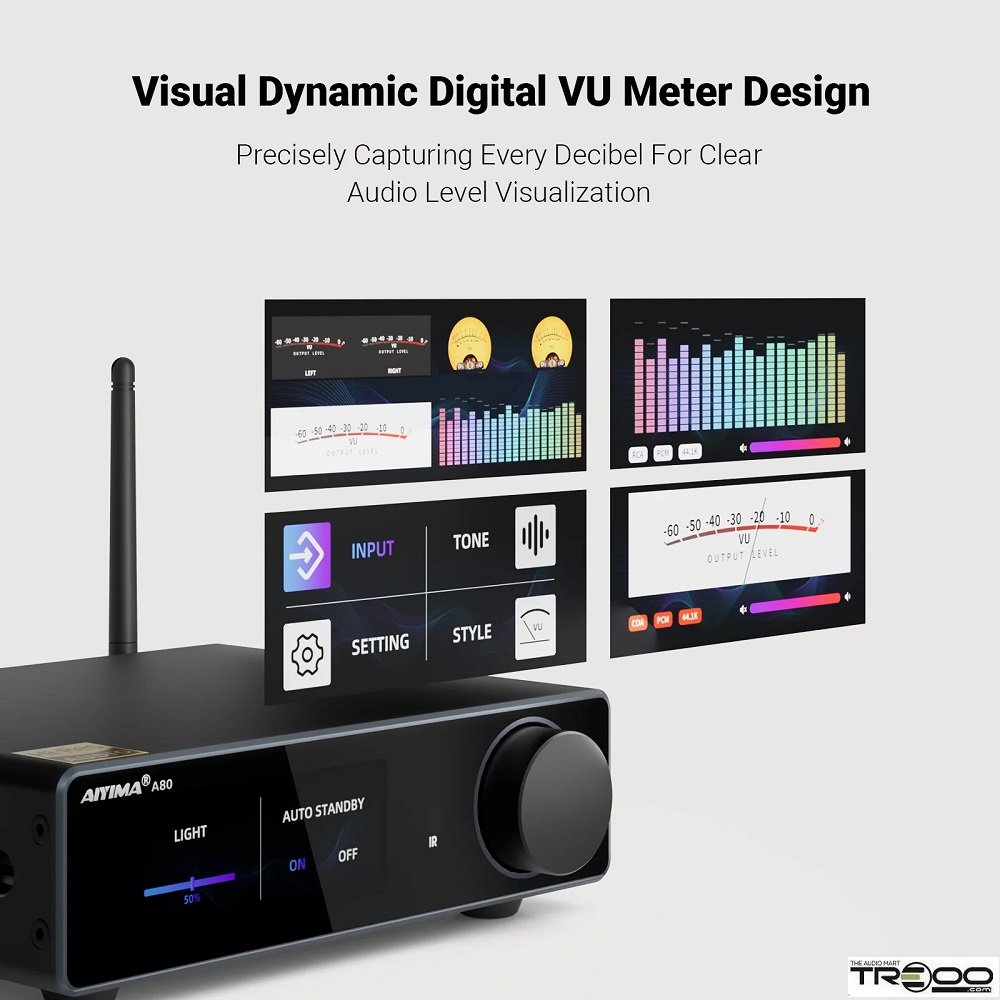 AIYIMA A80 Wireless Bluetooth Receiver Streamer Hi-Fi Balanced Integrated Amplifier