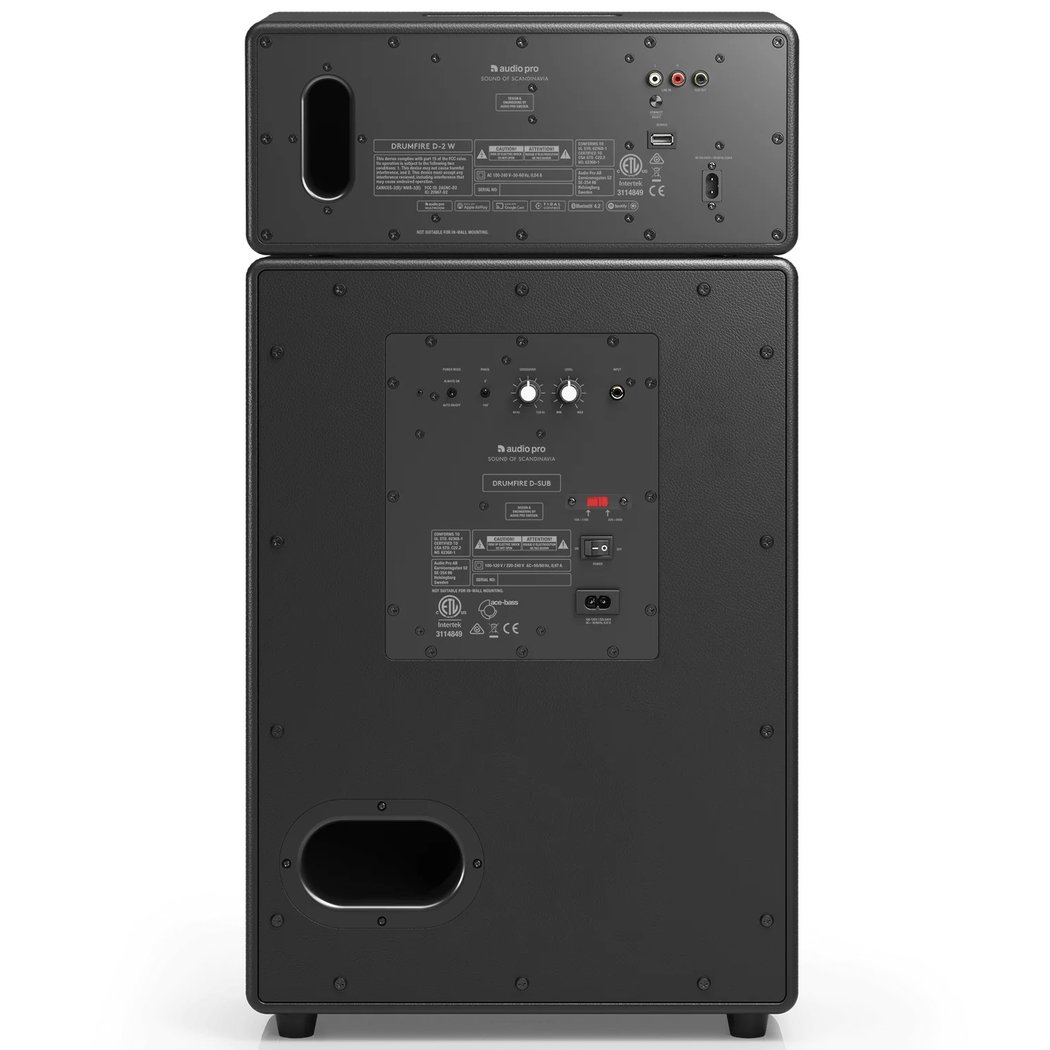 Audio Pro Drumfire II W Multi-Room Wireless Bluetooth/WiFi Network Speaker with Subwoofer - Black