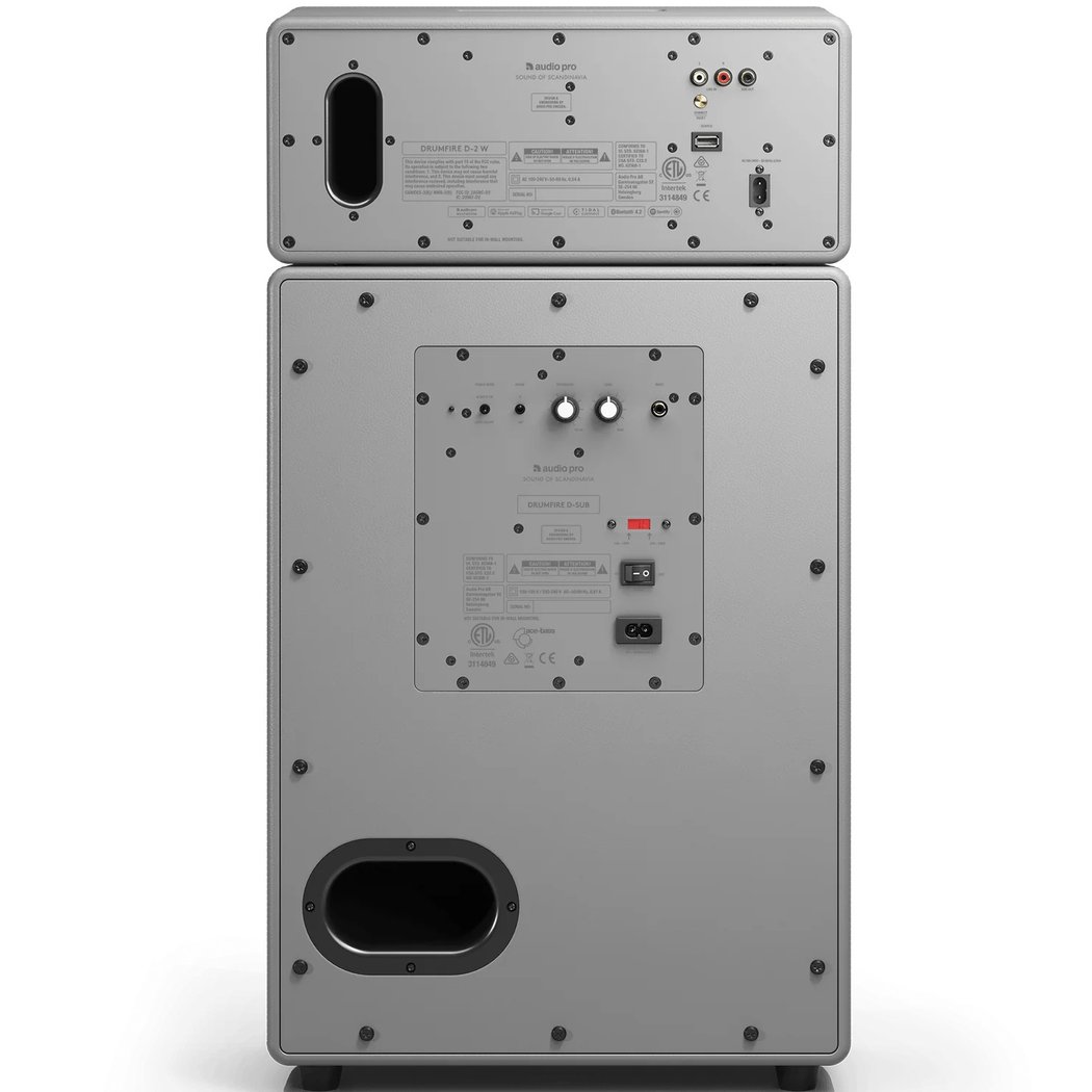 Audio Pro Drumfire II W Multi-Room Wireless Bluetooth/WiFi Network Speaker with Subwoofer - Grey