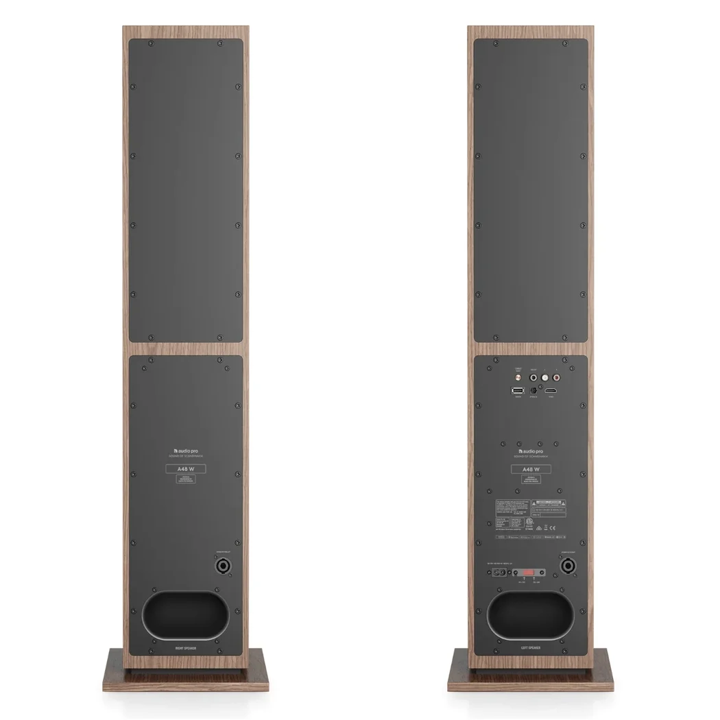 Audio Pro A48 W Multi-Room Wireless Bluetooth WiFi Floorstanding Active Speakers Walnut