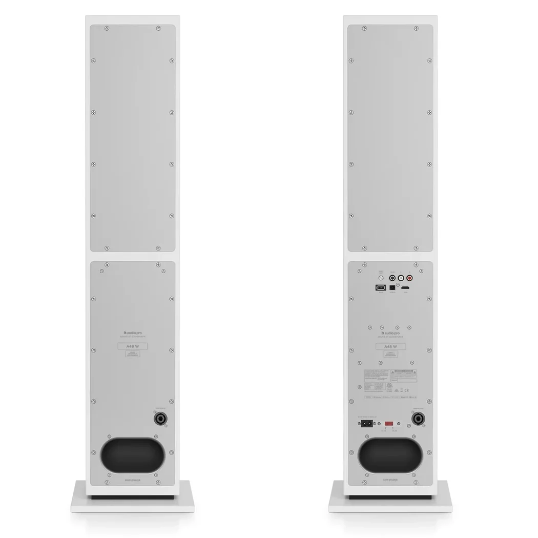 Audio Pro A48 W Multi-Room Wireless Bluetooth WiFi Floorstanding Active Speakers White