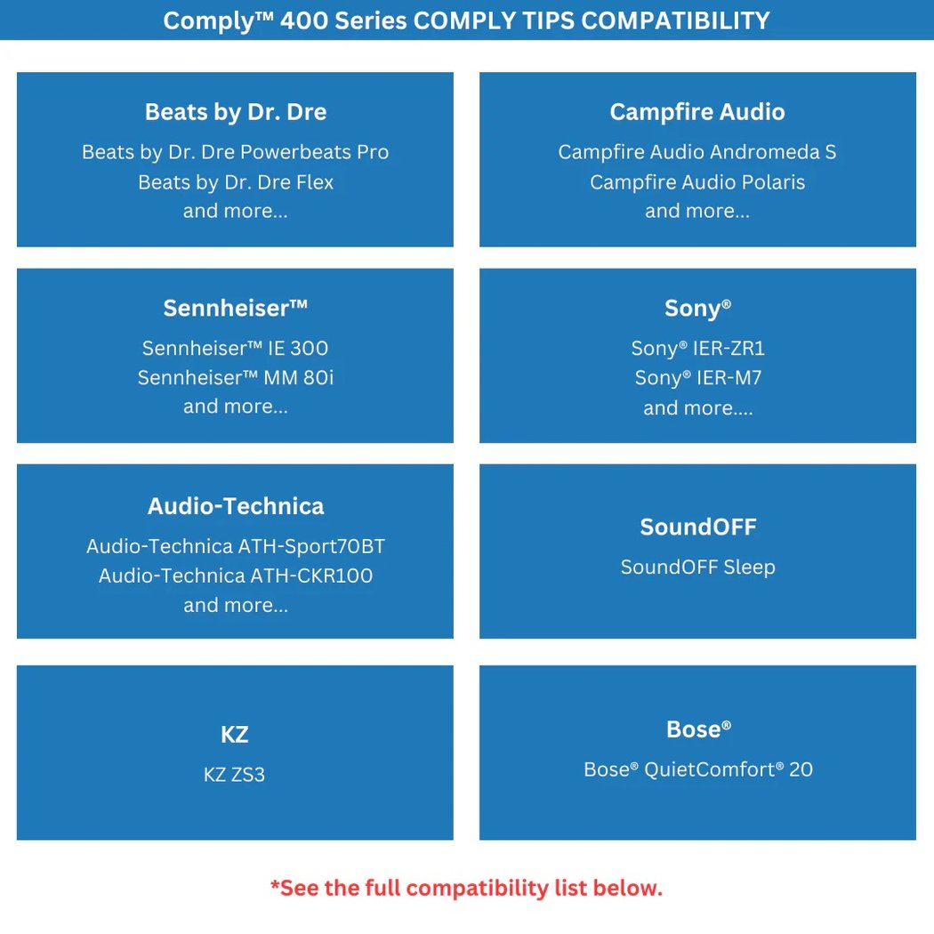 Comply 400 Series TOZ-400 Oval Foam Eartips