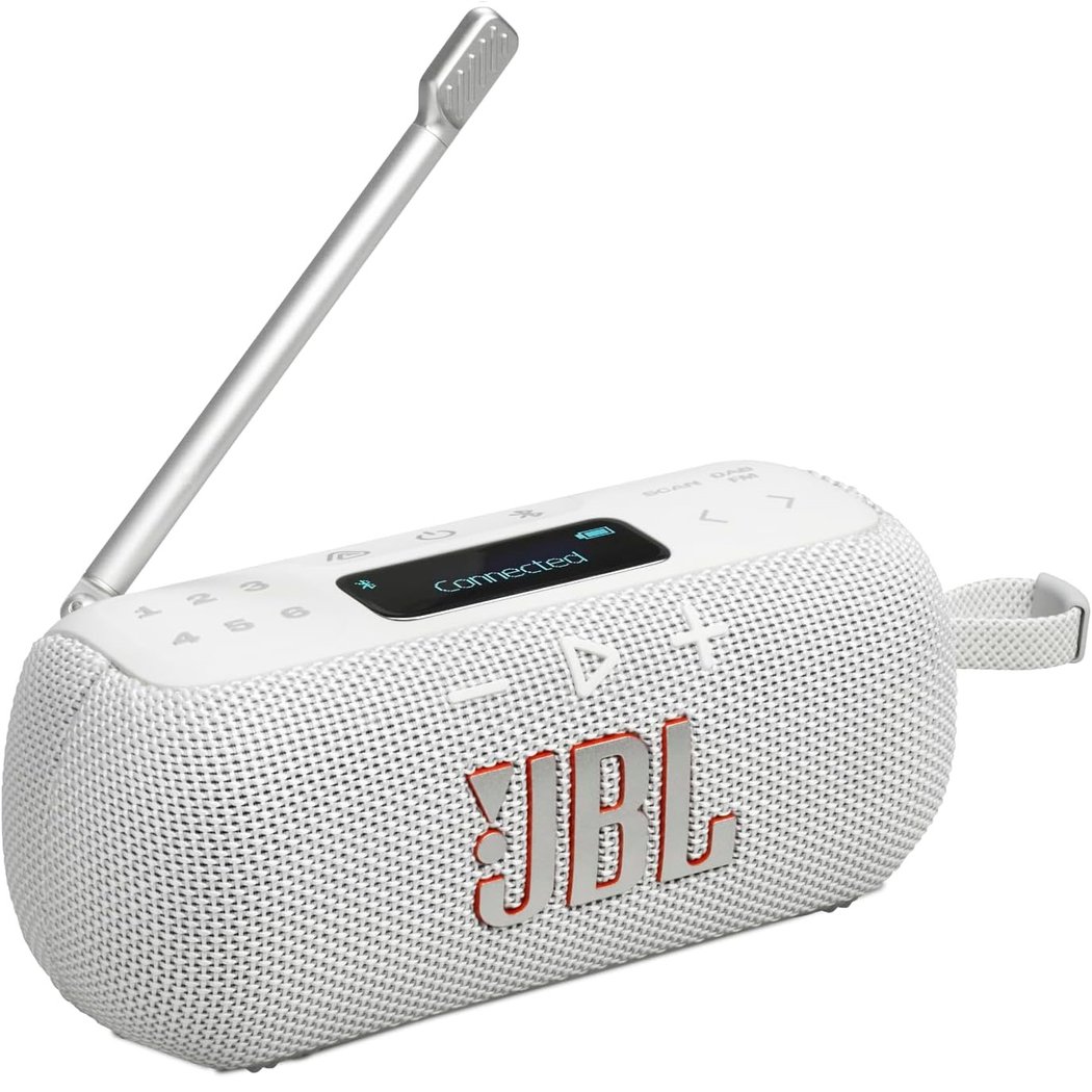 JBL Tuner 3 Waterproof Wireless Bluetooth Portable Speaker with FM Radio - White