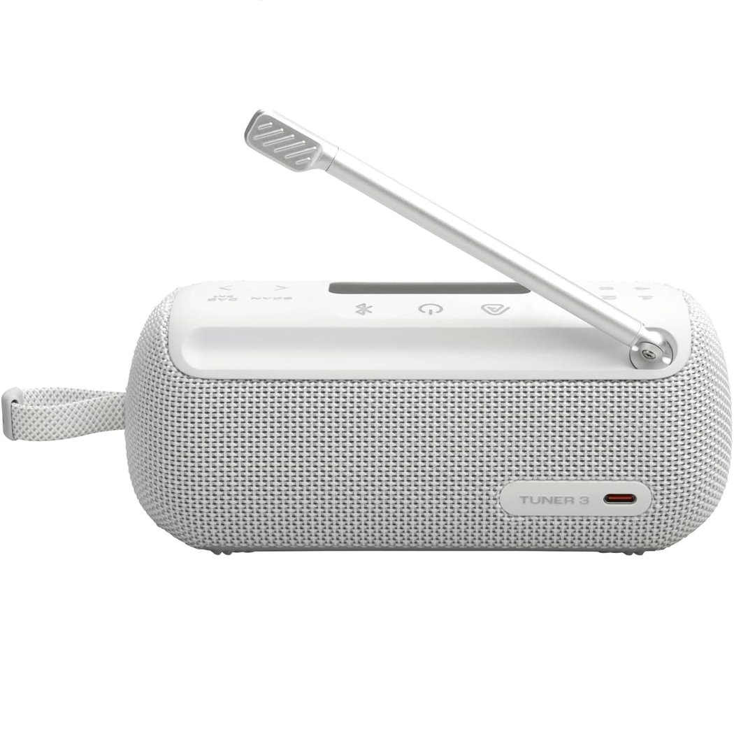 JBL Tuner 3 Waterproof Wireless Bluetooth Portable Speaker with FM Radio - White