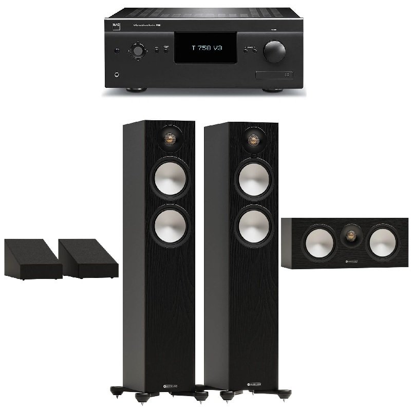 NAD T 758 V3i + Monitor Audio Bronze 7G 5.0.2 speakers + PSB Alpha S10 subwoofer 5.1.2 Channel Home Surround Sound Bundle