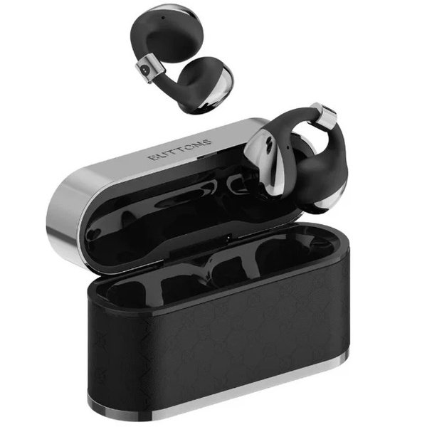 BUTTONS Clip True Wireless Bluetooth Air Conduction Open-Ear Earphone with Mic - Black