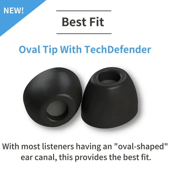 Comply 200 Series TOZ-200 Oval Foam Eartips with TechDefender WaxGuard (3-Pairs)