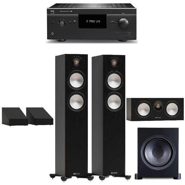 NAD T 758 V3i + Monitor Audio Bronze 7G 5.0.2 speakers + PSB Alpha S10 subwoofer 5.1.2 Channel Home Surround Sound Bundle