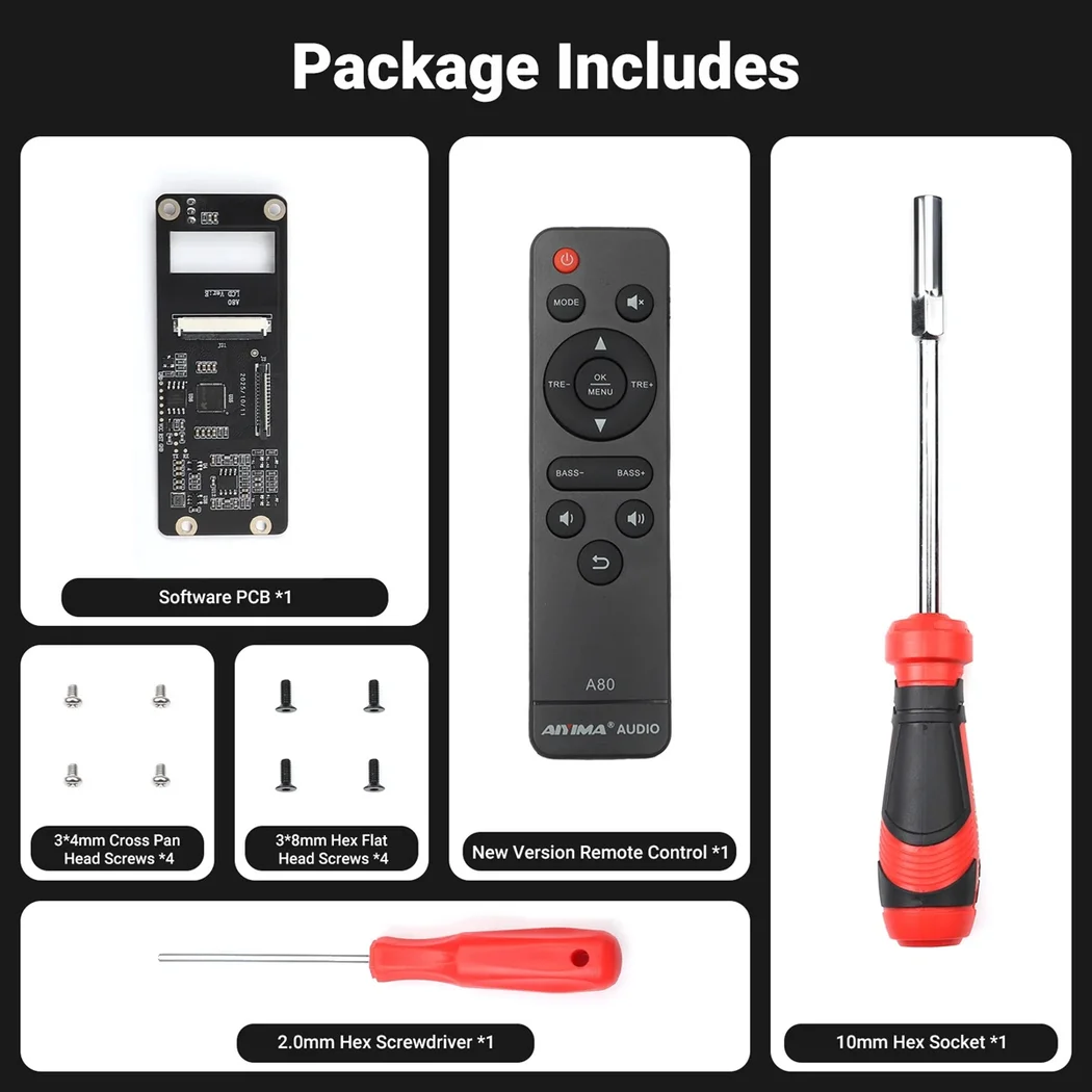AIYIMA A80 Software Upgrade Kit Circuit Board New Version Remote Control
