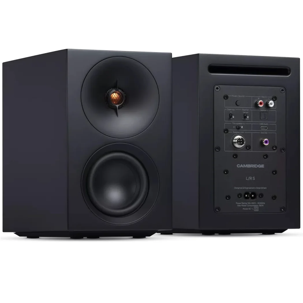 Cambridge Audio L/R S Wireless Bluetooth Desktop Bookshelf Speakers - Black