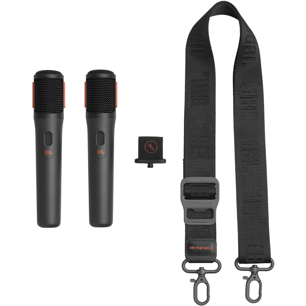 JBL PartyBox On-The-Go 2 Wireless Bluetooth Karaoke Portable Speaker with Dual Wireless Handheld Microphones