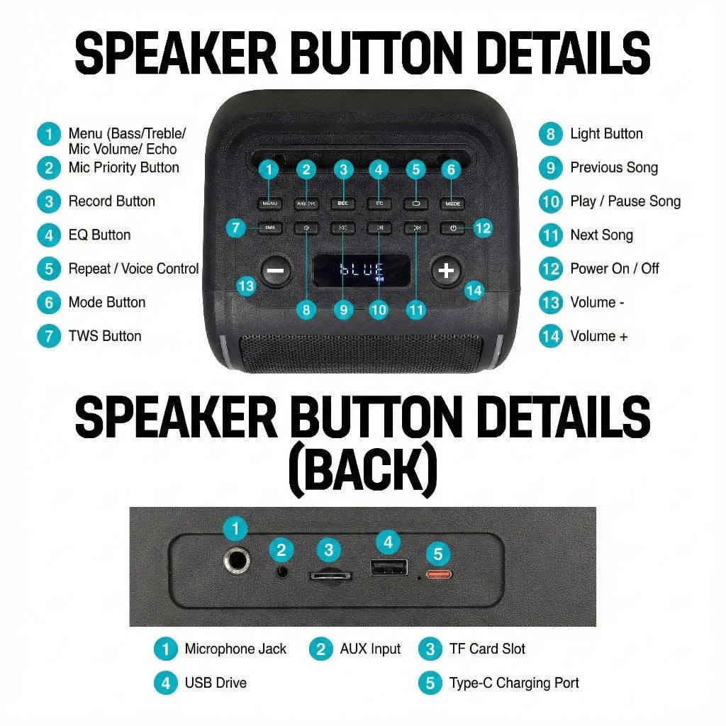 Vinnfier Tango 610 WMB Wireless Bluetooth Portable Speaker & Dual Wireless Handheld Microphones