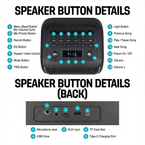 Vinnfier Tango 610 WMB Wireless Bluetooth Portable Speaker & Dual Wireless Handheld Microphones