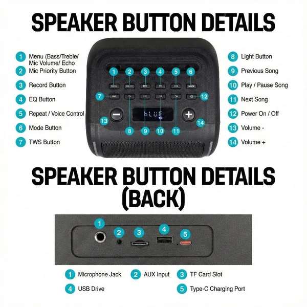 Vinnfier Tango 610 WMB Wireless Bluetooth Portable Speaker & Dual Wireless Handheld Microphones