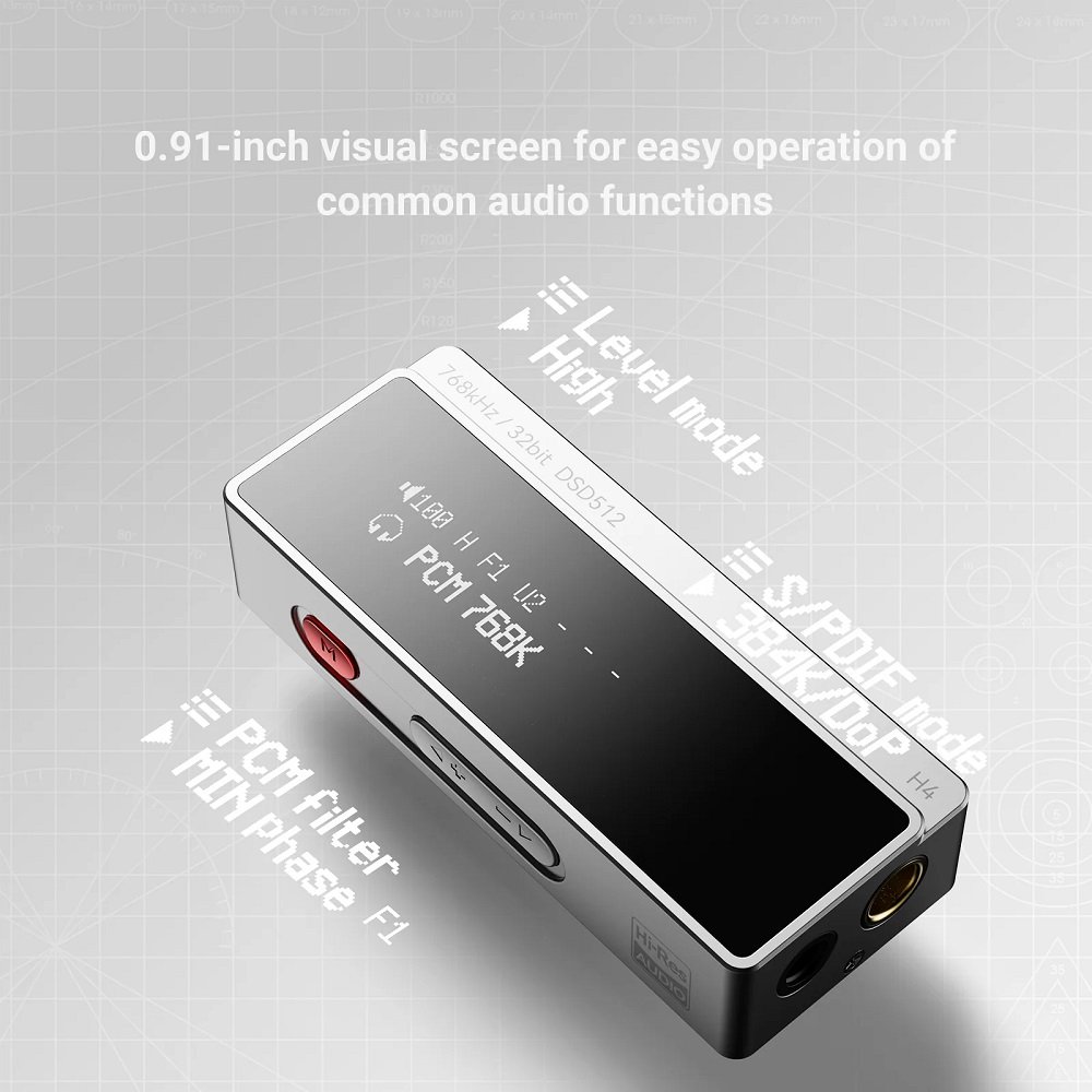 AIYIMA H4 Type-C to 3.5mm/4.4mm Portable USB DAC & Headphone Amplifier Adapter