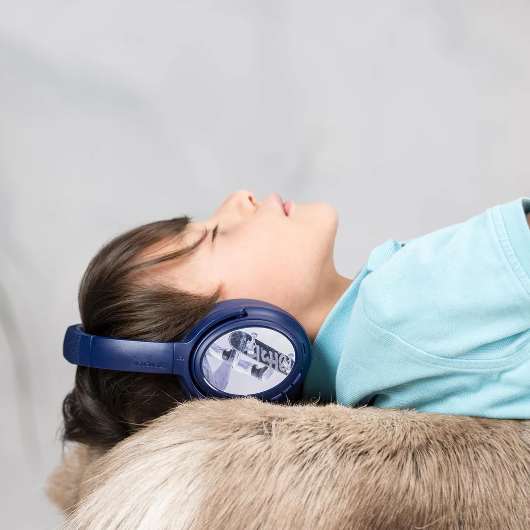 BuddyPhones Cosmos Fun Wired/Wireless Bluetooth Noise-Cancelling Over-Ear Headphone with Mic for Kids - Blue