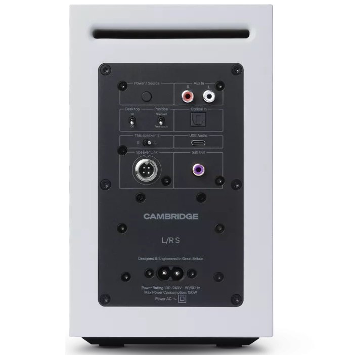 Cambridge Audio L/R S Wireless Bluetooth Desktop Bookshelf Speakers - White