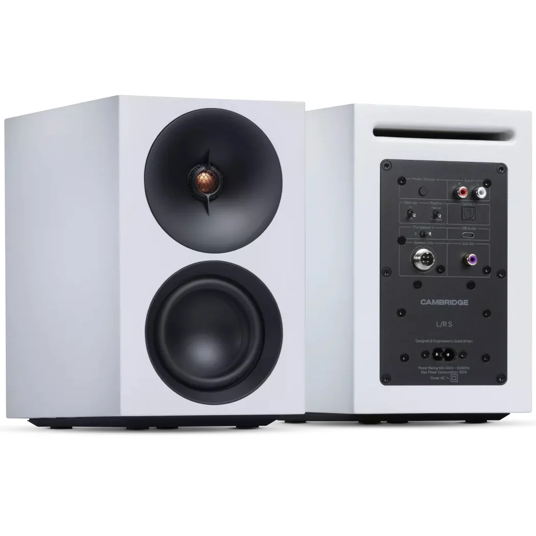 Cambridge Audio L/R S Wireless Bluetooth Desktop Bookshelf Speakers - White