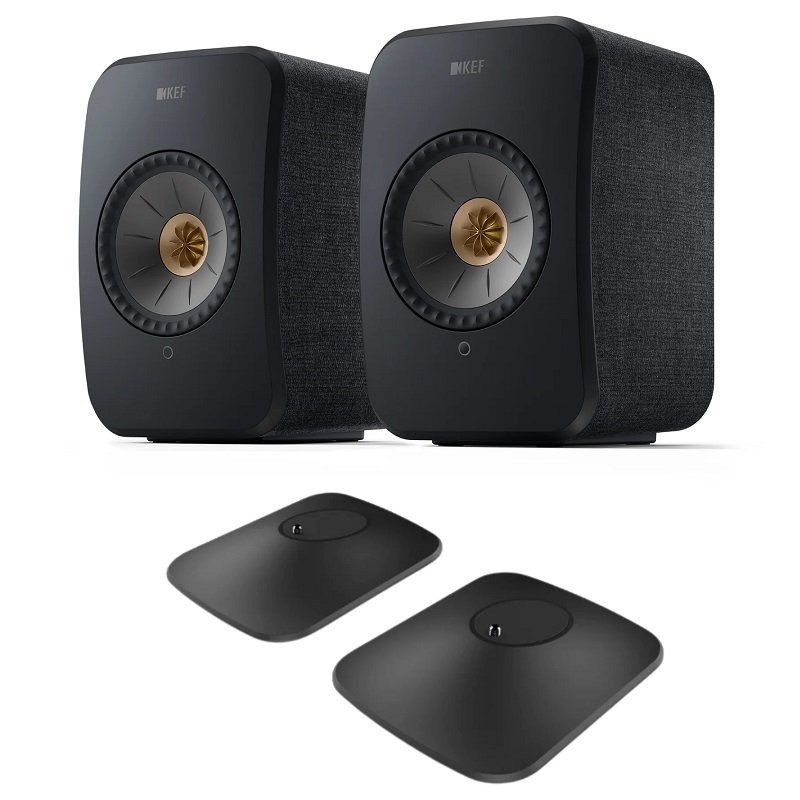 KEF LSX II + KEF P1 Bookshelf Speakers & Desk Pads Bundle