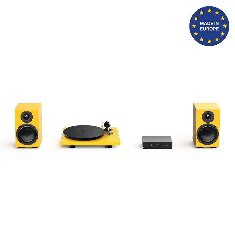 Pro-Ject Colourful Audio System 2 All-In-One Analog HiFi Stereo System Bundle - Satin Golden Yellow