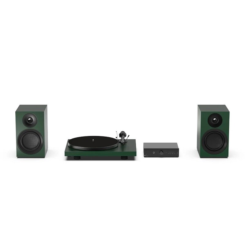 Pro-Ject Colourful Audio System E All-In-One Analog HiFi Stereo System Bundle - Satin Fir Green