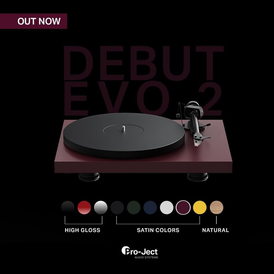 Pro-Ject Debut EVO 2 Fully Manual Belt-Drive Turntable - Satin Wine Red