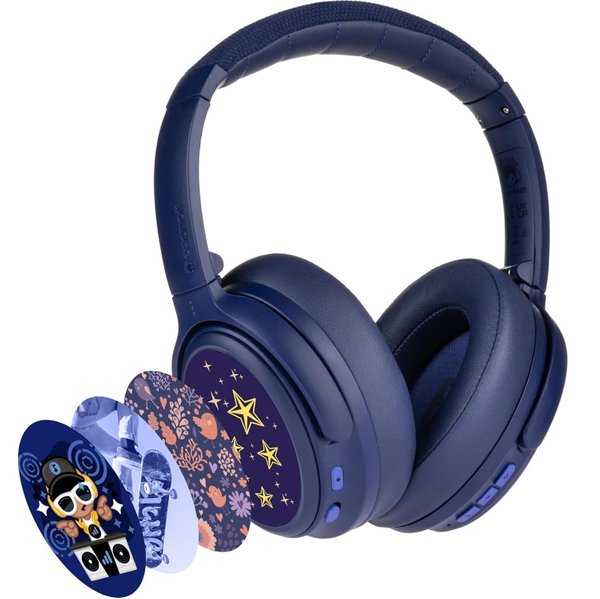 BuddyPhones Cosmos Fun Wired/Wireless Bluetooth Noise-Cancelling Over-Ear Headphone with Mic for Kids - Blue