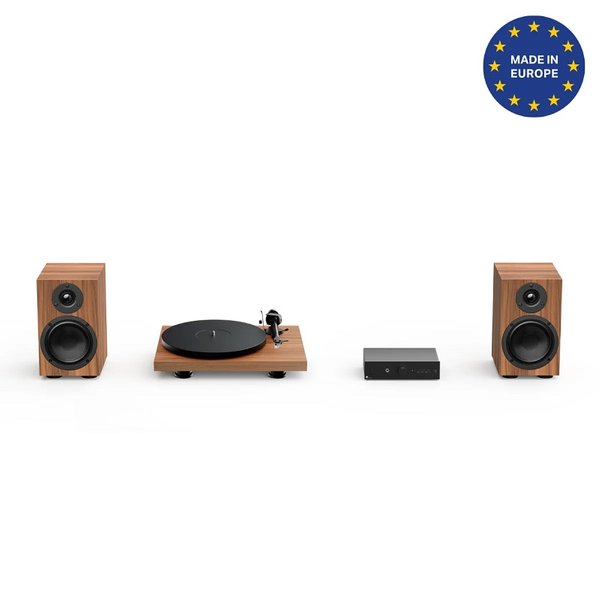 Pro-Ject Colourful Audio System 2 All-In-One Analog HiFi Stereo System Bundle - Real Wood Walnut
