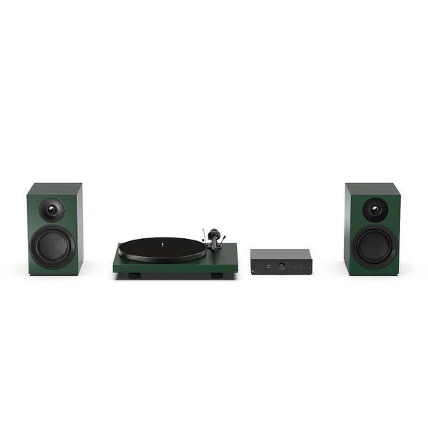 Pro-Ject Colourful Audio System E All-In-One Analog HiFi Stereo System Bundle - Satin Fir Green