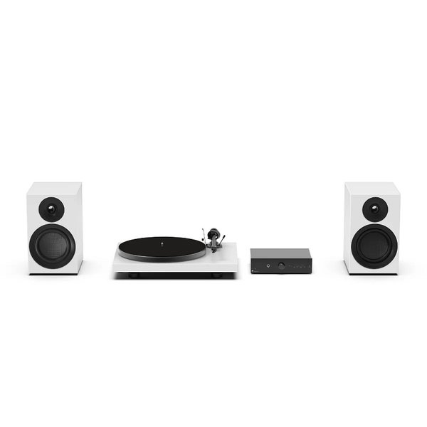 Pro-Ject Colourful Audio System E All-In-One Analog HiFi Stereo System Bundle - Satin White