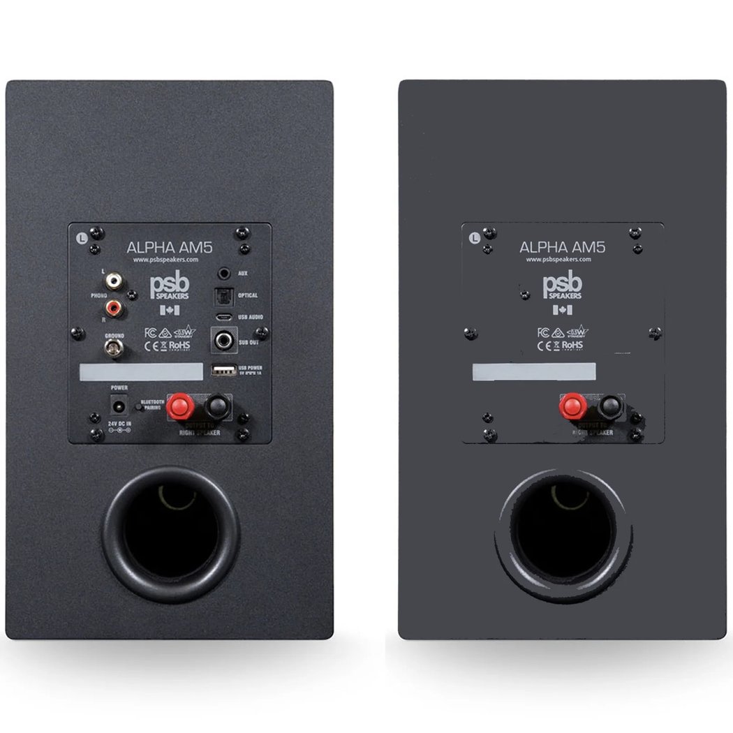 PSB Alpha AM5 Wireless Bluetooth Desktop Bookshelf Speakers (with Phono Built-in) - Matte Black
