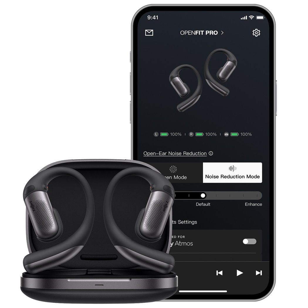 Shokz OpenFit Pro Dolby Atmos True Wireless Bluetooth Air Conduction Open-Ear Earphone with Mic - Black