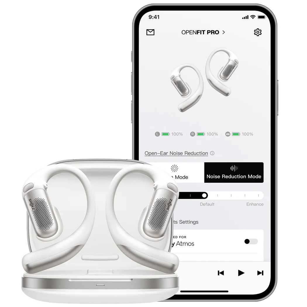 Shokz OpenFit Pro Dolby Atmos True Wireless Bluetooth Air Conduction Open-Ear Earphone with Mic - White