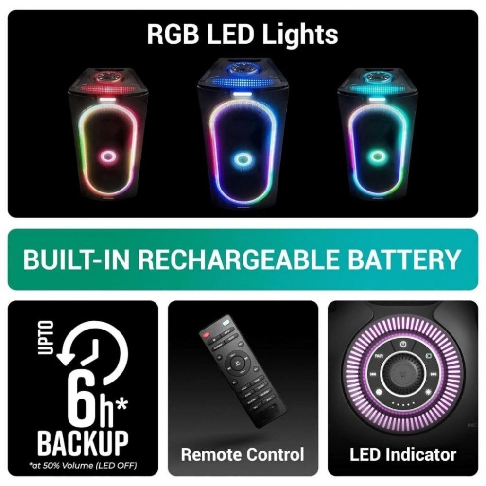 Vinnfier Tango Party DA110 Dolby Audio Wireless Bluetooth Karaoke Portable Speaker with Dual Wireless Microphones (with HDMI)