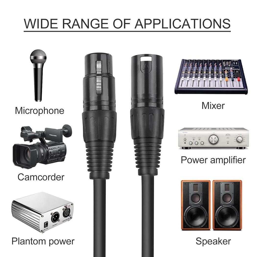 XLR 3-Pin Male to XLR 3-Pin Female Microphone Cable