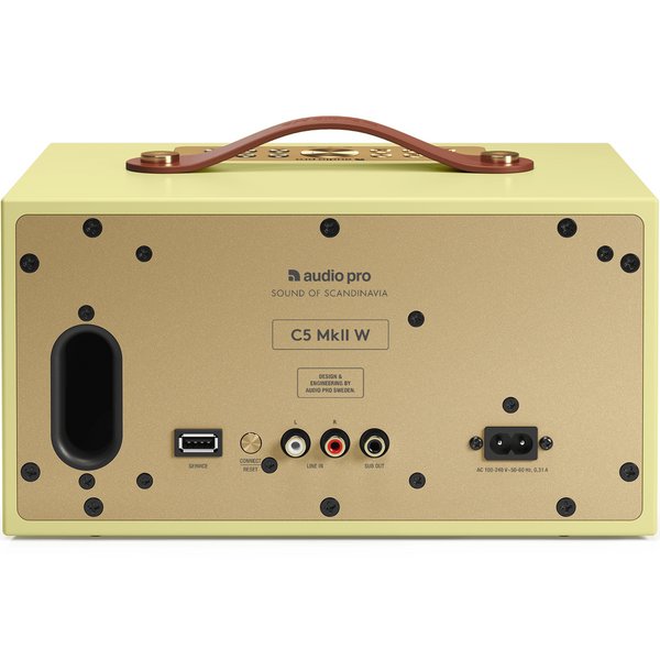 Audio Pro C5 MkII W Classic Multi-Room Wireless Bluetooth/WiFi Network Desktop Speaker - Yellow
