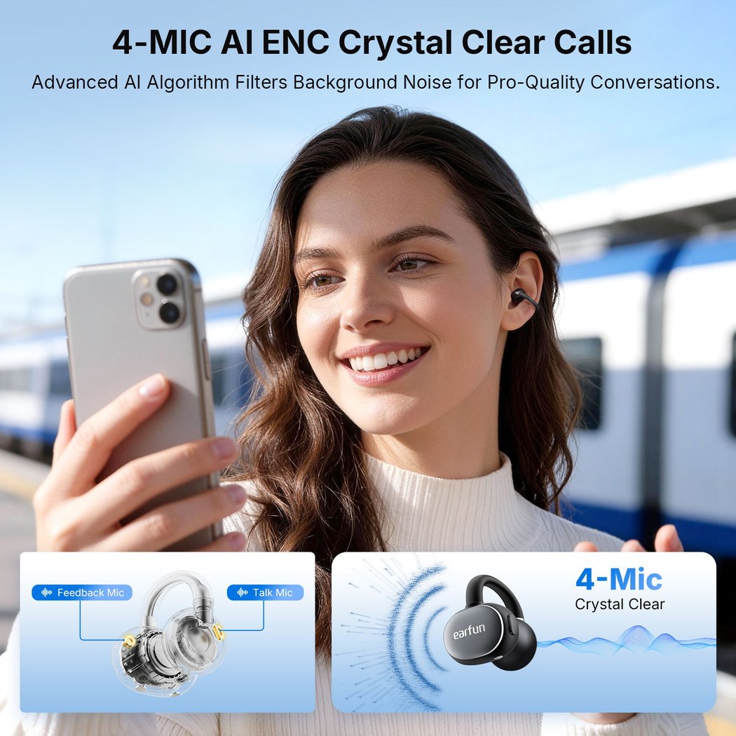 EarFun Clip 2 True Wireless Bluetooth Air Conduction Open-Ear Earphone with Mic